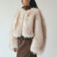 Faux fur ombre effect voluminous cropped jacket