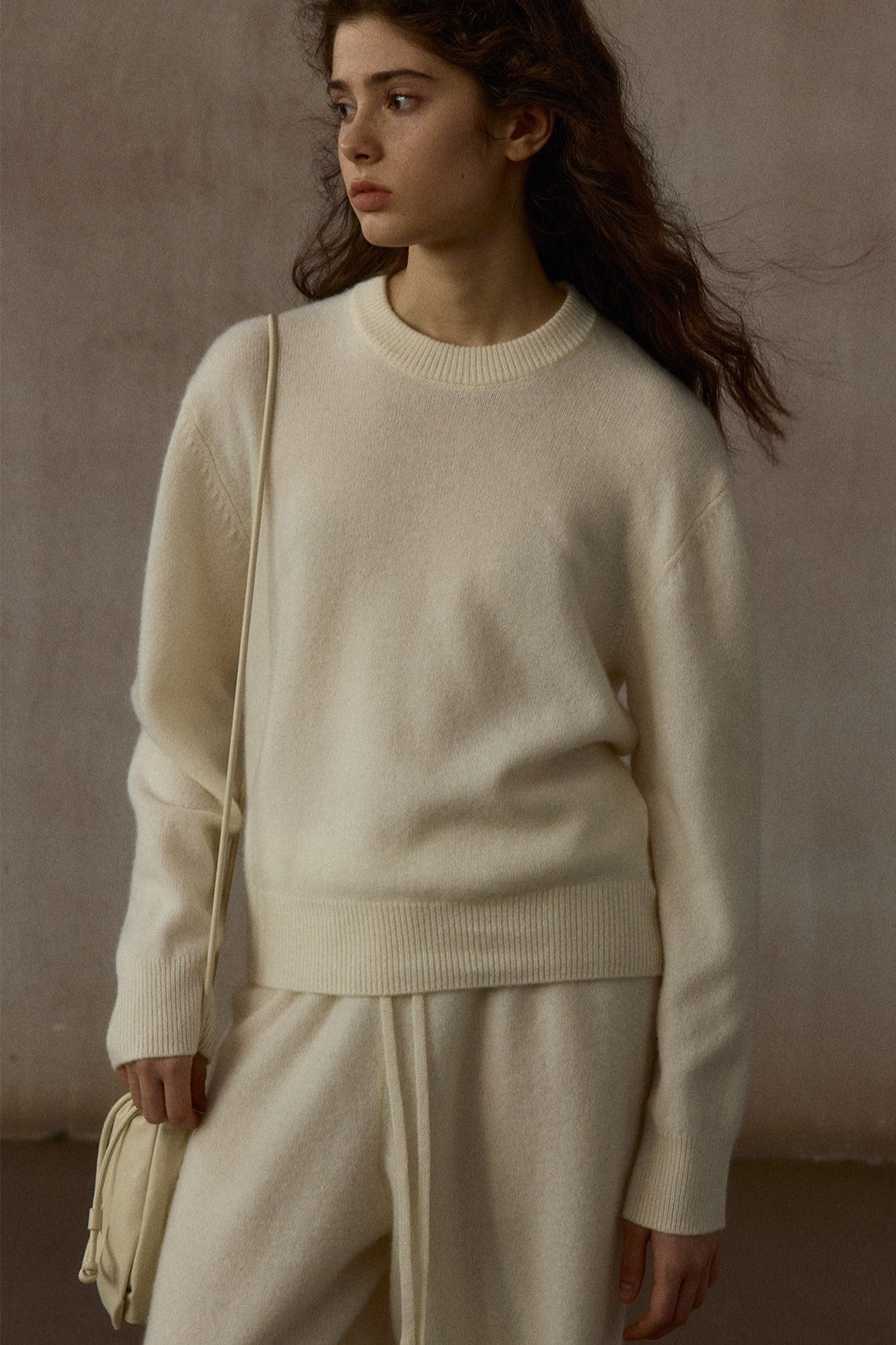 100% wool pullover sweater with a scarf | 4 color