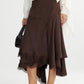 Lyocell irregular hem lace insets A-line skirt | 2 color