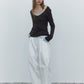 100% cotton high-rise balloon pants with side patch pockets | 4 color