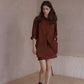 Elastic mid-length suede feel drawstring waist shirt-jacket | 3 color
