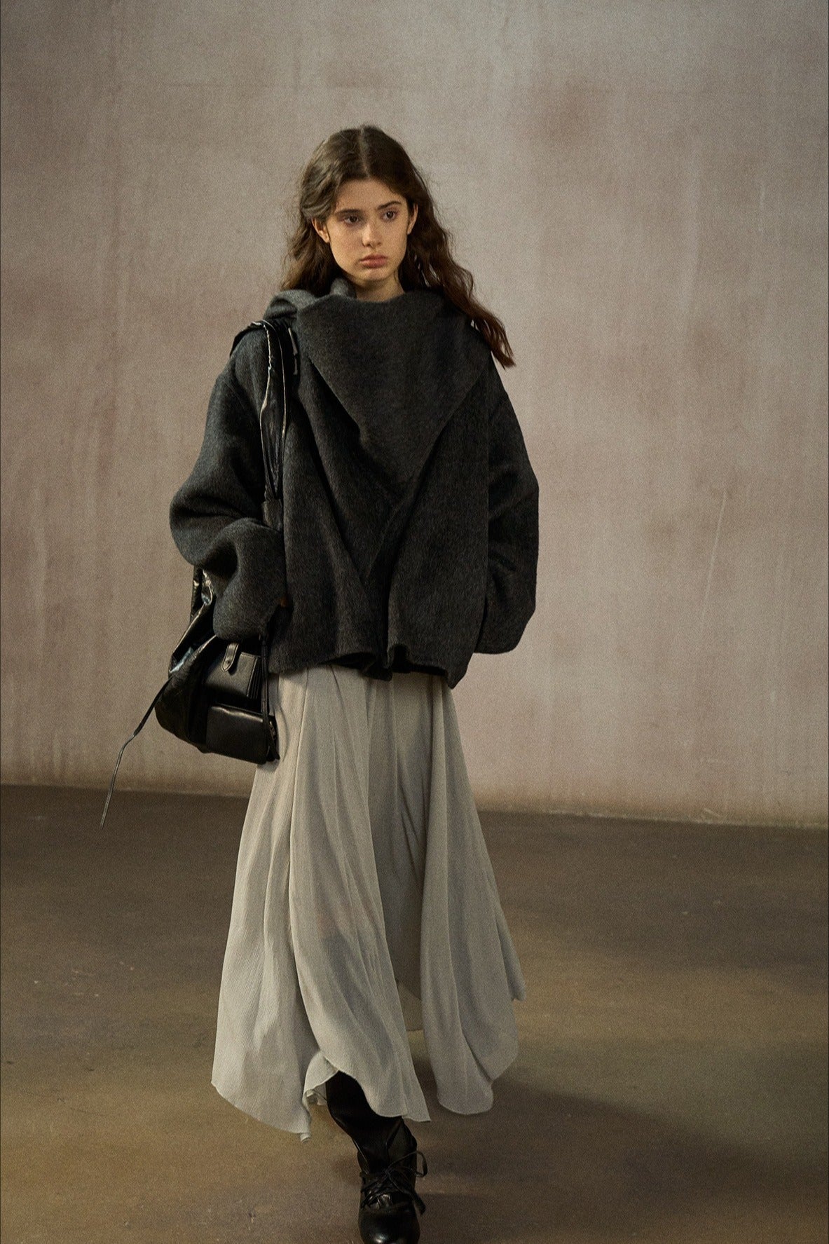 Wool-silk-angora double-faced jacket scarf collar | 4 color