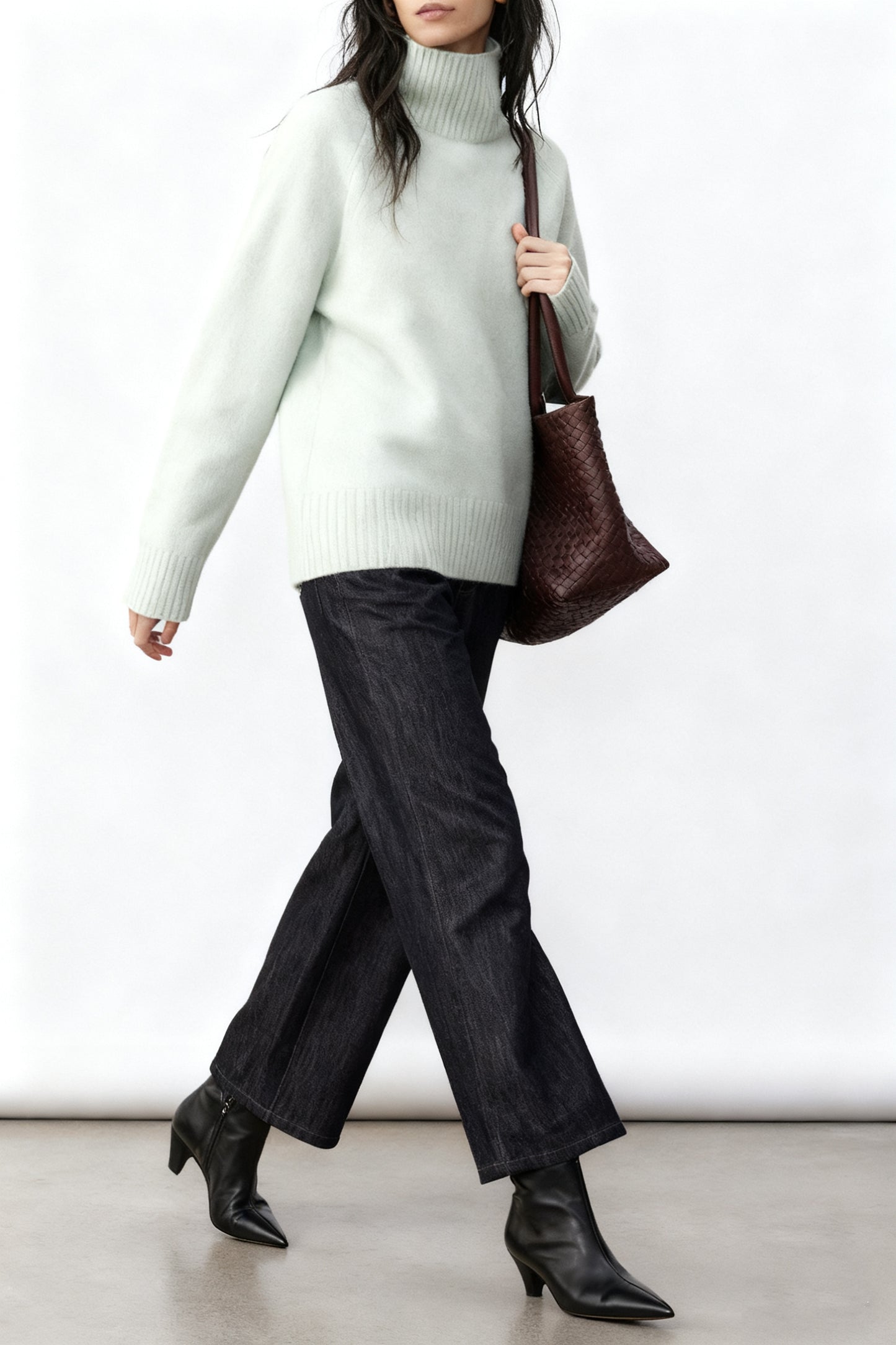 Suéter de cuello alto de lana y plumón de yak | 3 colores