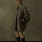 Wool containing plaid pattern super loose blazer | 2 color