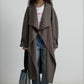 100 cotton wide flipped collar oversized trenchcoat | 3 color