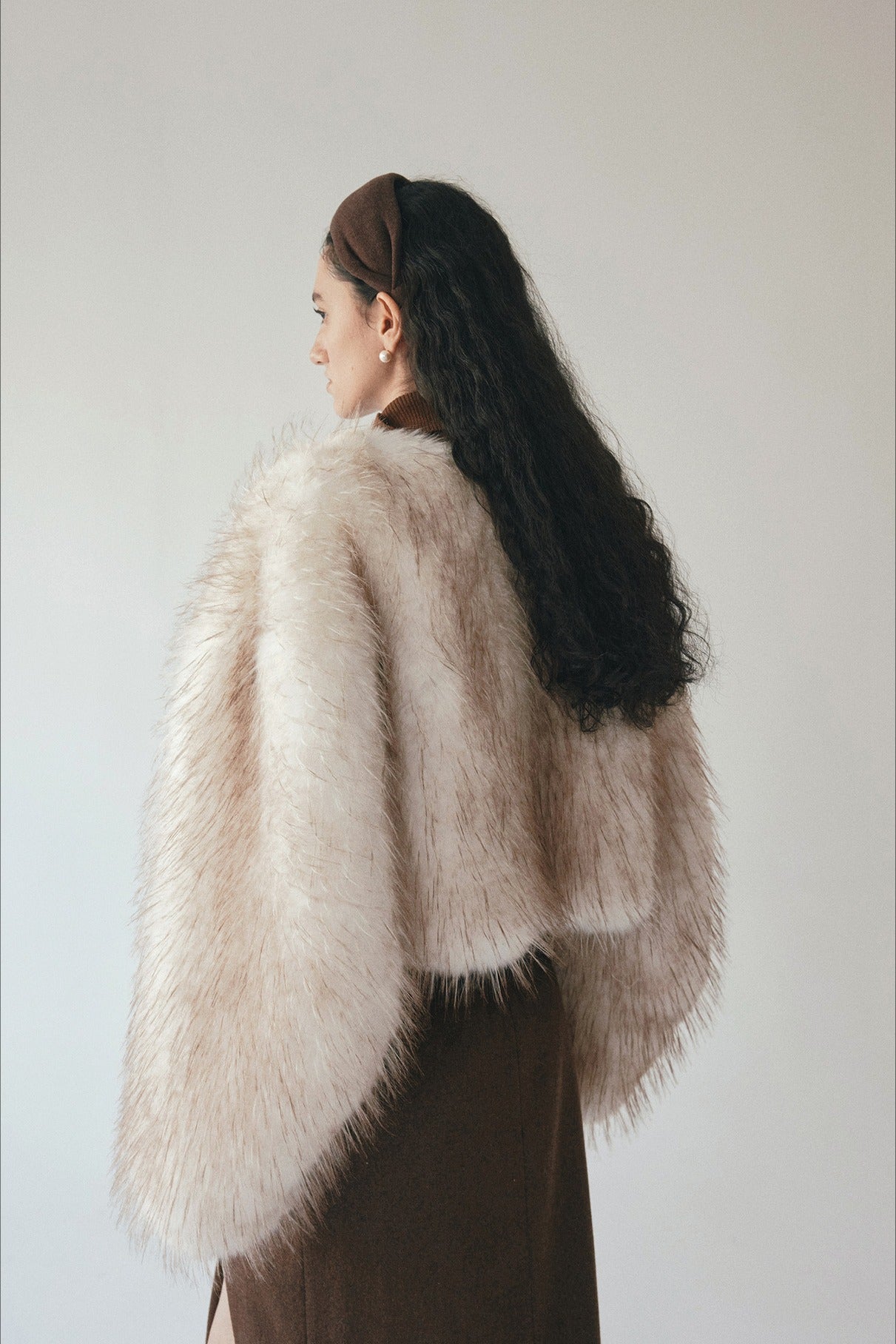 Faux fur ombre effect voluminous cropped jacket