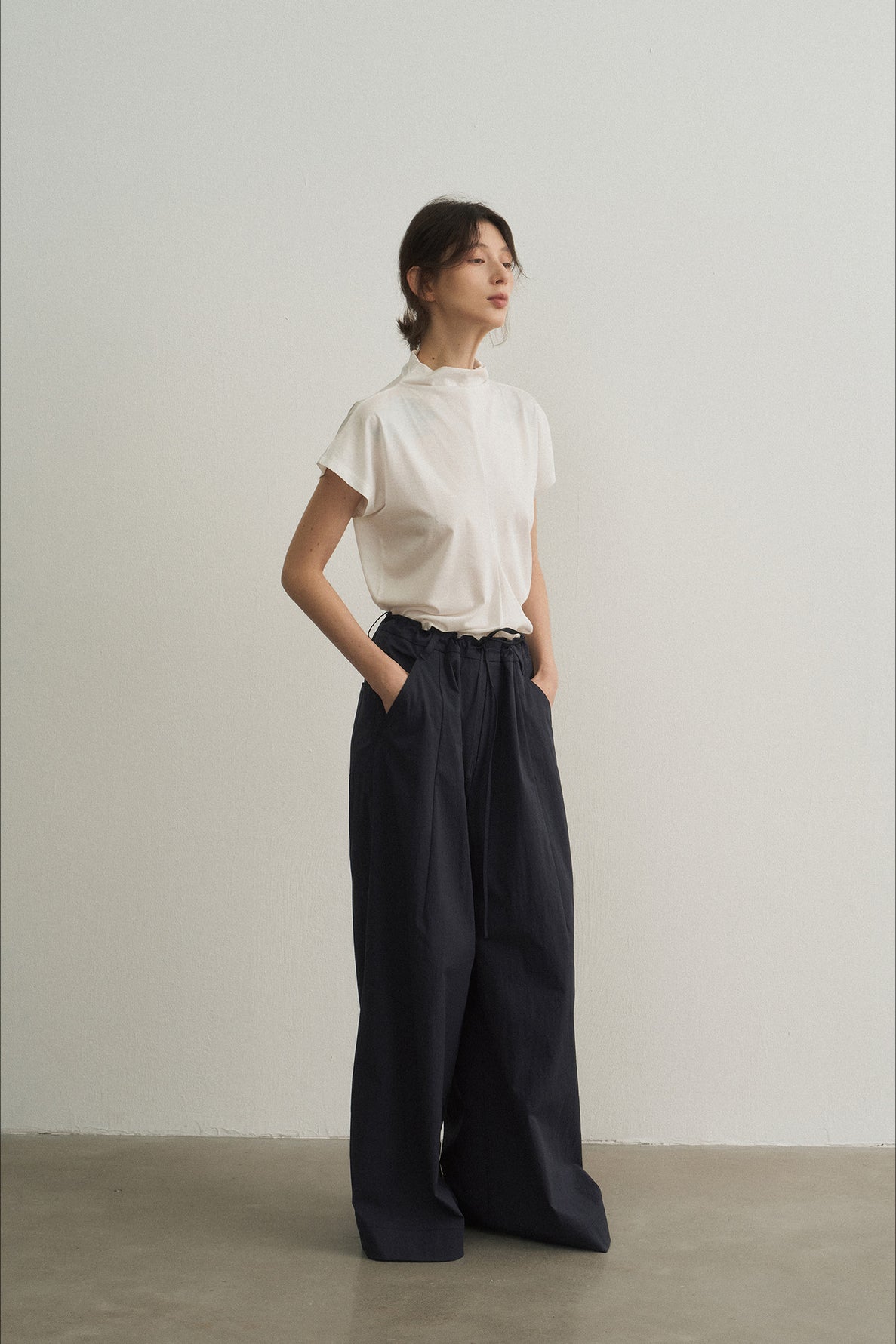 Petal-like waist wide leg pants | 3 color