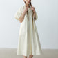 100% cotton bubble sleeves relaxed-fit dress | 4 color