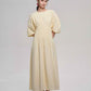 Customizable Pleated waist puff-sleeved dress | 2 color