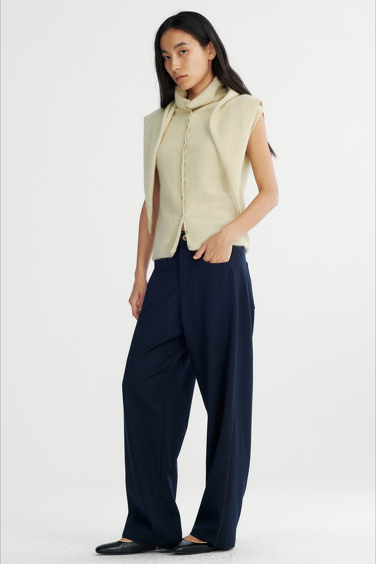 Wool containing lightweight soft knit top and scarf | 3 color