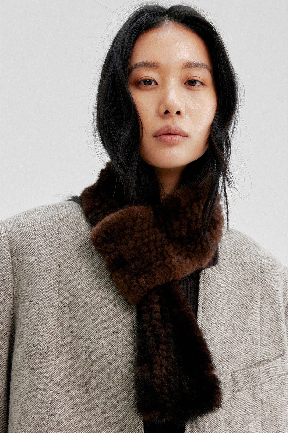 Mink fur warm mini scarf | 2 color