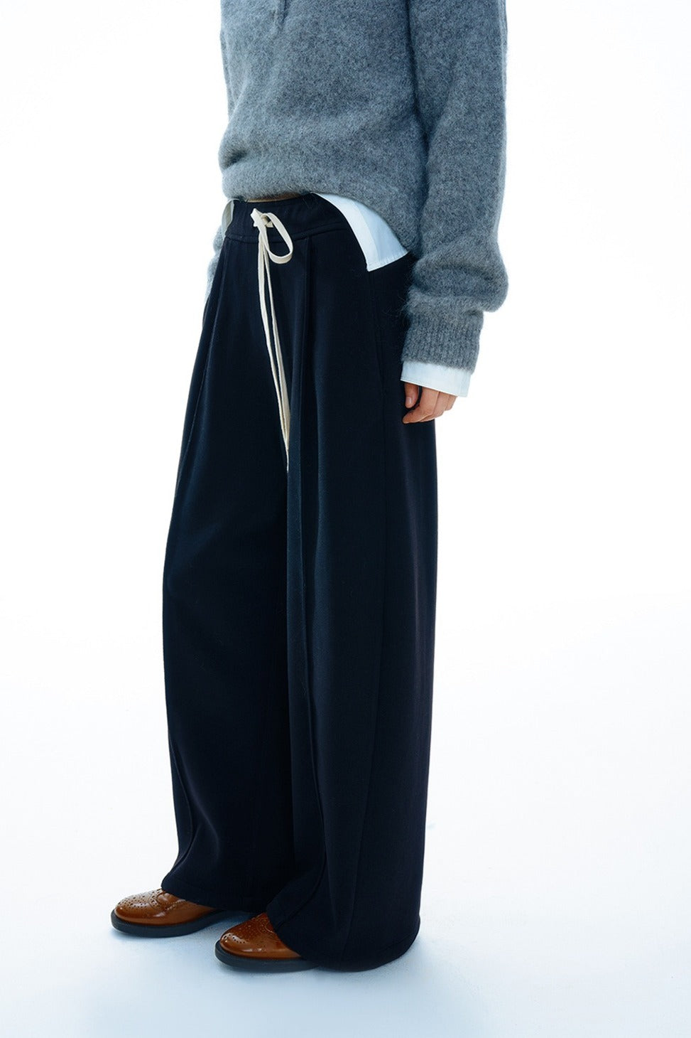 Sickle shaped wide-leg casual pants | 3 color