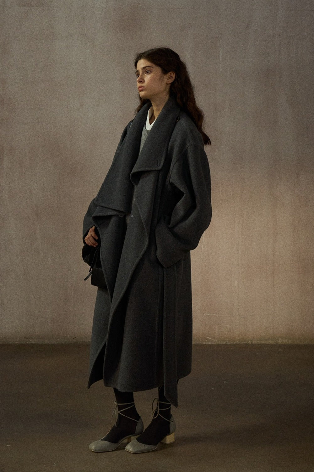 100% wool irregular collar overcoat | 2 color