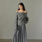 Mohair wool blended off shoulder knit sweater | 4 color