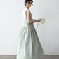 Cotton blend pleated A-line sleeveless dress | 4 color