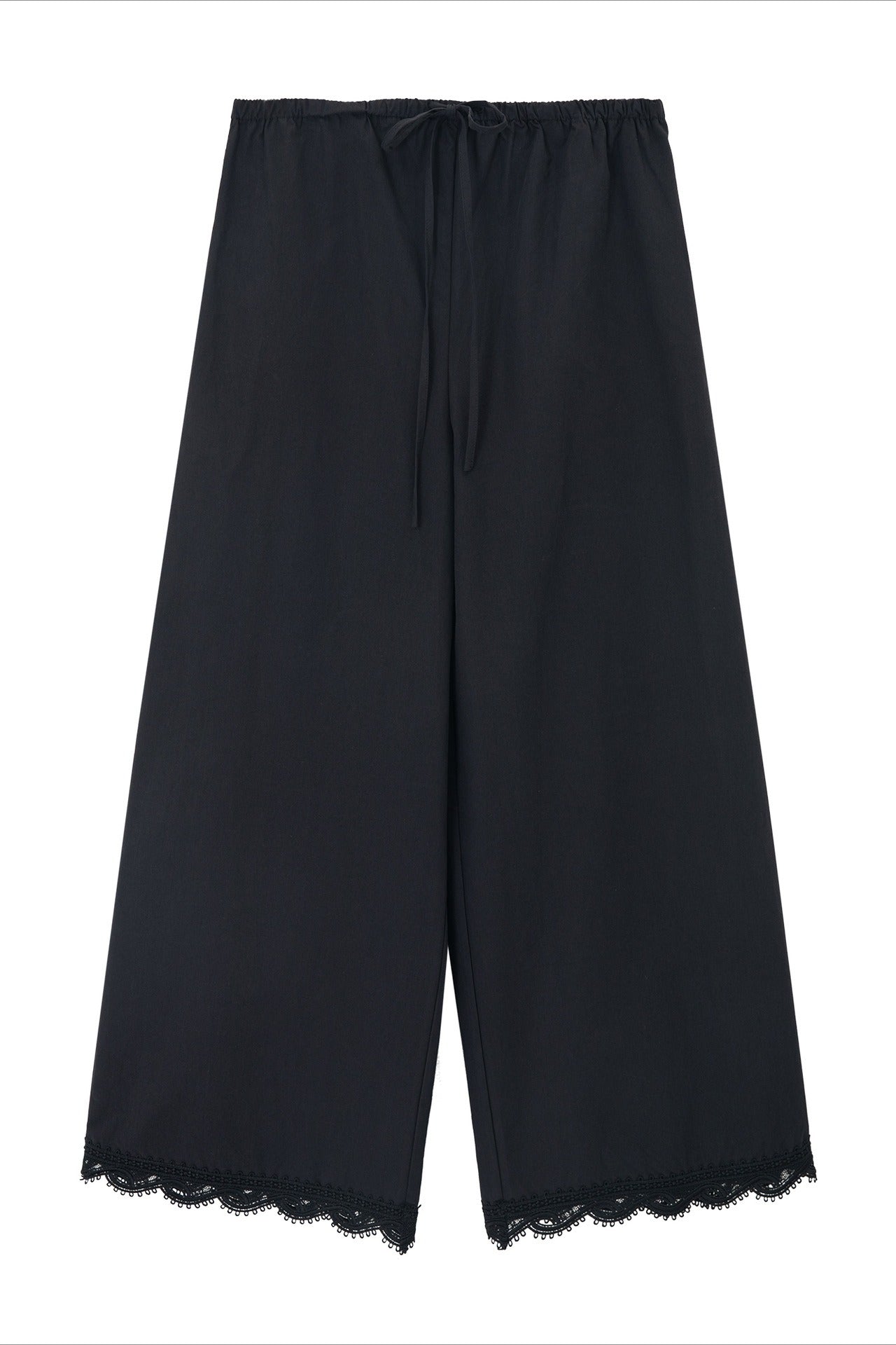 Cotton wide-leg pants with lace trim | 3 color