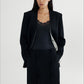 Collarless sleek fit defined waist blazer with padded shoulders | 2 color