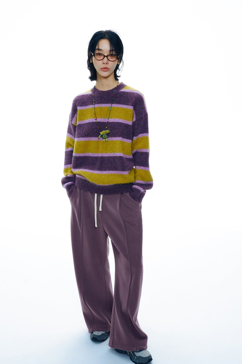 Sickle shaped wide-leg casual pants | 3 color