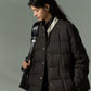 Matte-finish herringbone down jacket with scarf | 3 color