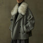 Wool blend large collar sophisticated jacket | 2 color