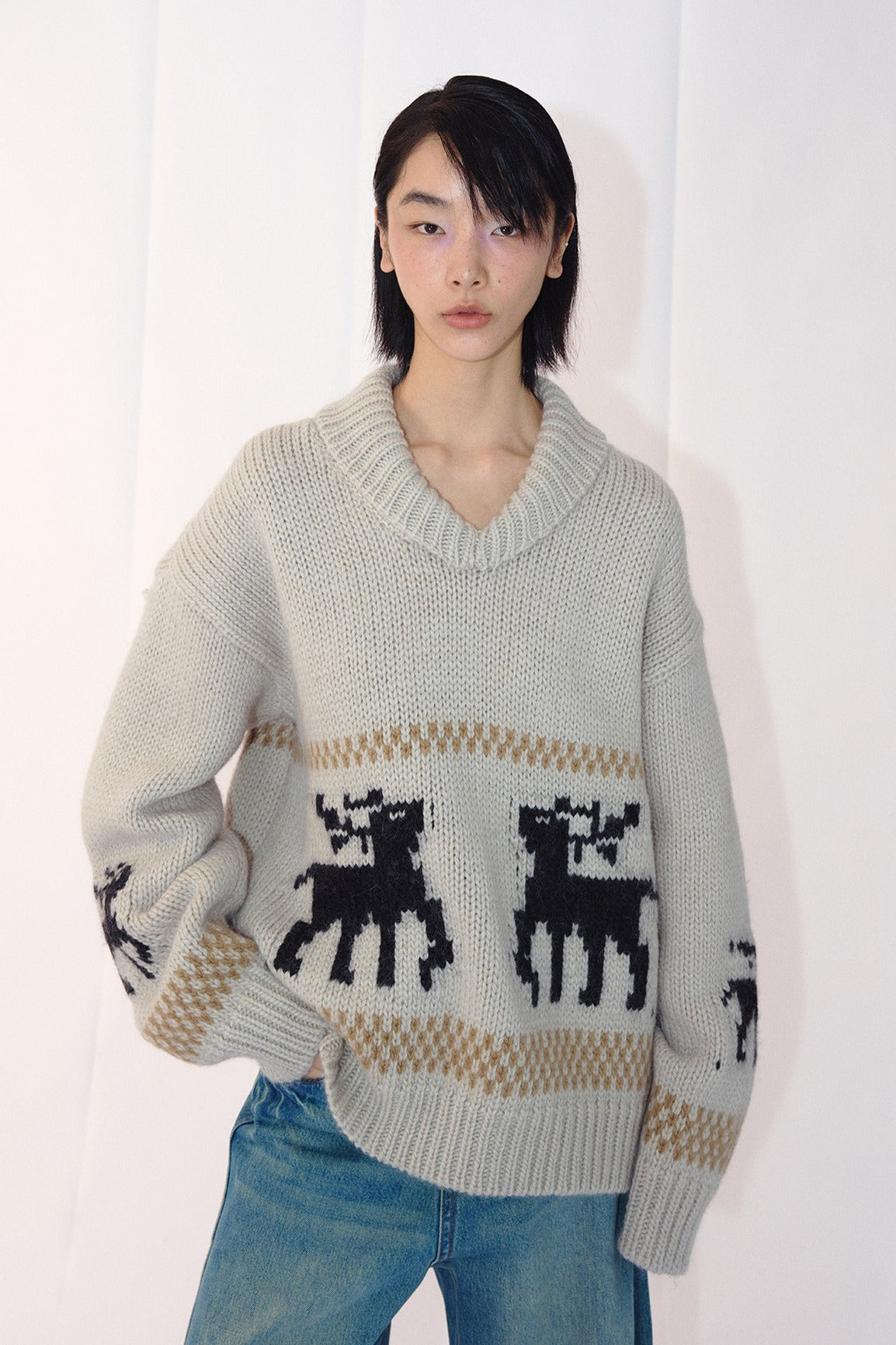 100% sheep wool Christmas jacquard sweater | 2 color