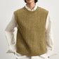 100% wool chunky texture rib vest | 4 color