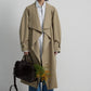 100 cotton wide flipped collar oversized trenchcoat | 3 color