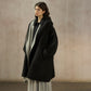 100% wool loose-fit mid-length coat with a scarf hood | 2 color
