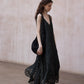 Irregular hem V-neck flowy dress | 2 color