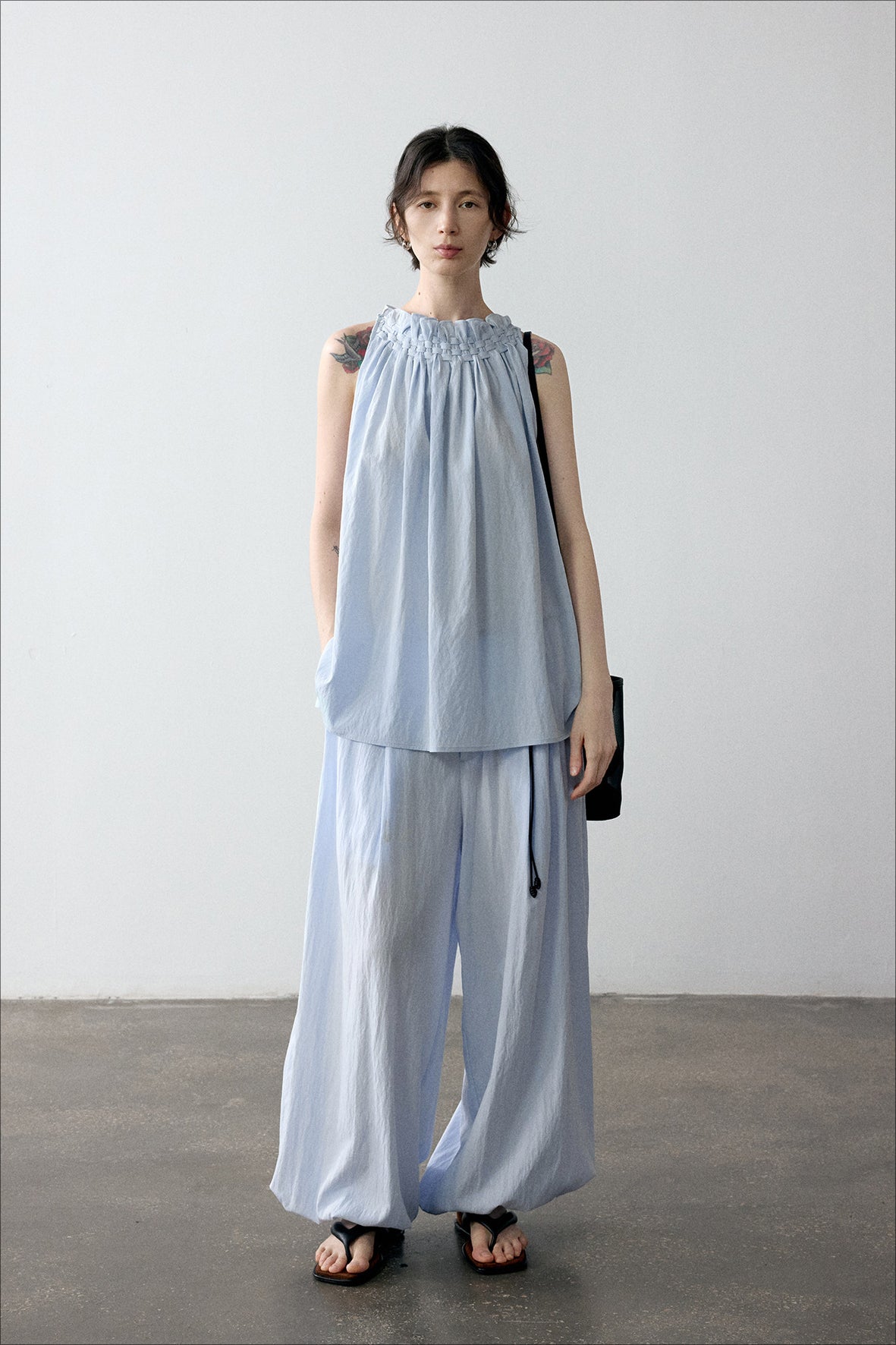 Viscose blend wrinkled fabric elastic cuff pants | 4 color