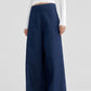 Cotton blend minimalist wide-leg jeans