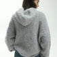 Alpaca blend plush long-haired hoodie sweater | 3 color