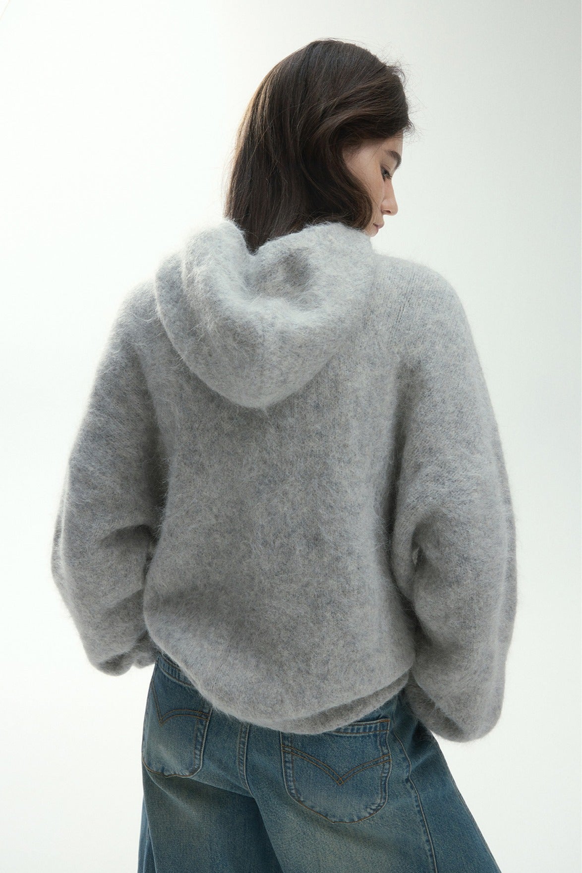 Alpaca blend plush long-haired hoodie sweater | 3 color