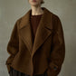 Wool-silk-camel hair cropped jacket with a belt | 3 color