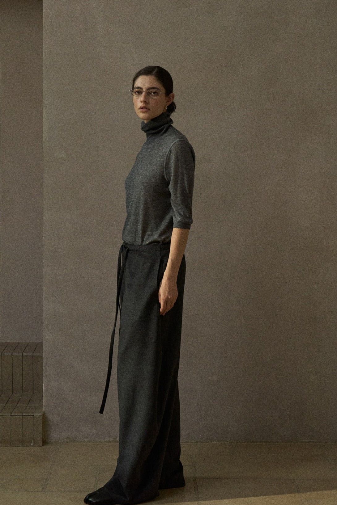 Languid wide-leg scimitar curve pants | 2 color