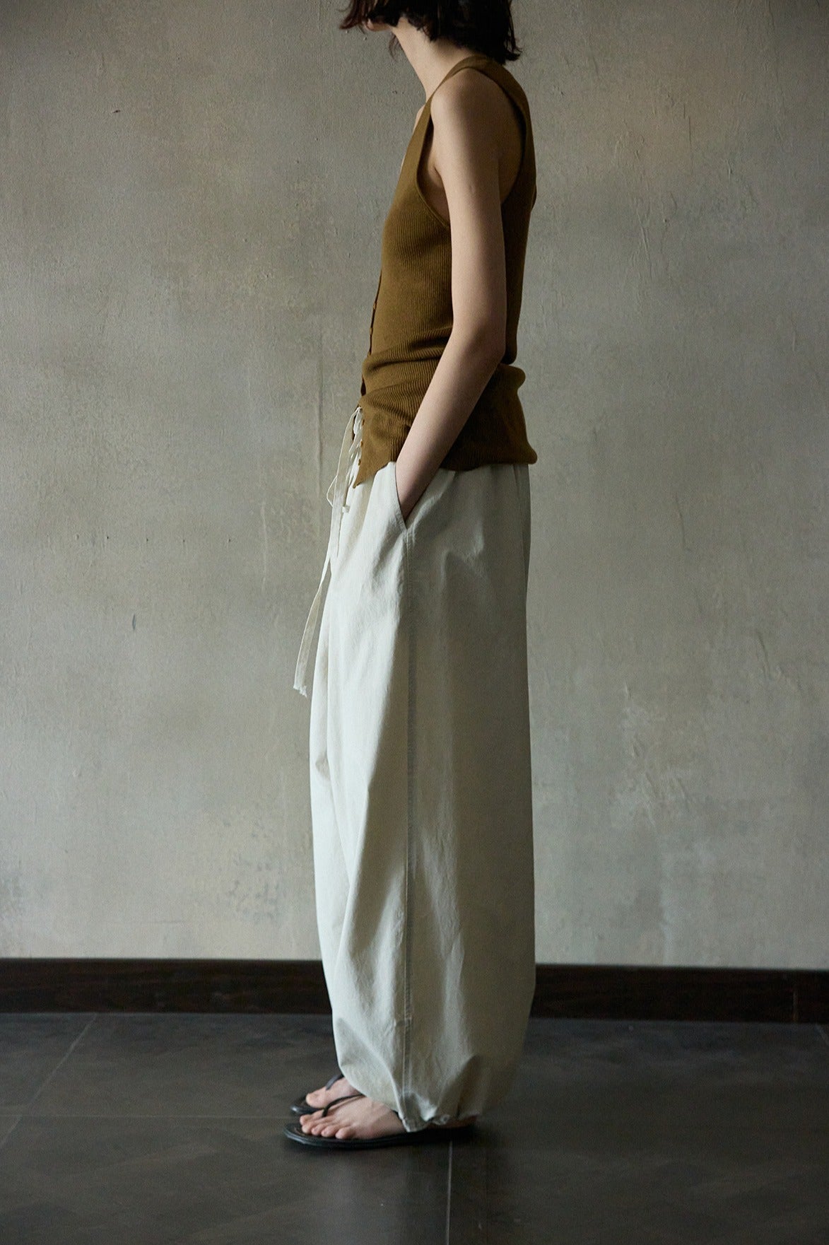 Lyocell blend cotton soft wide-leg pants