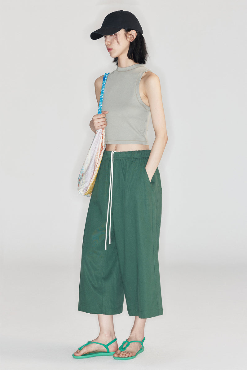 Lyocell blend wide leg Capri pants | 4 color