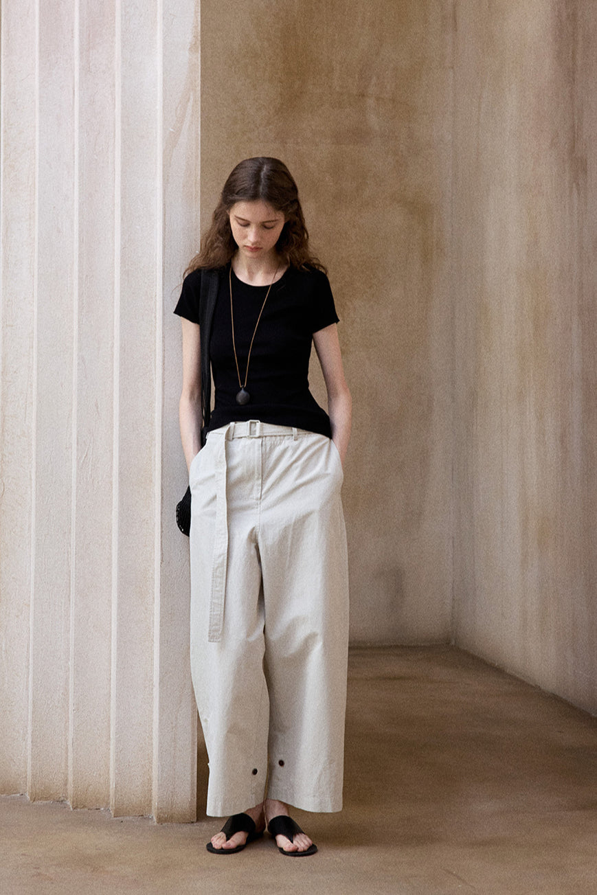Viscose blend open back T-shirt | 4 color