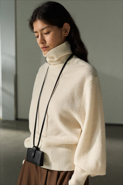 100% wool silhouetted high neck sweater | 6 color