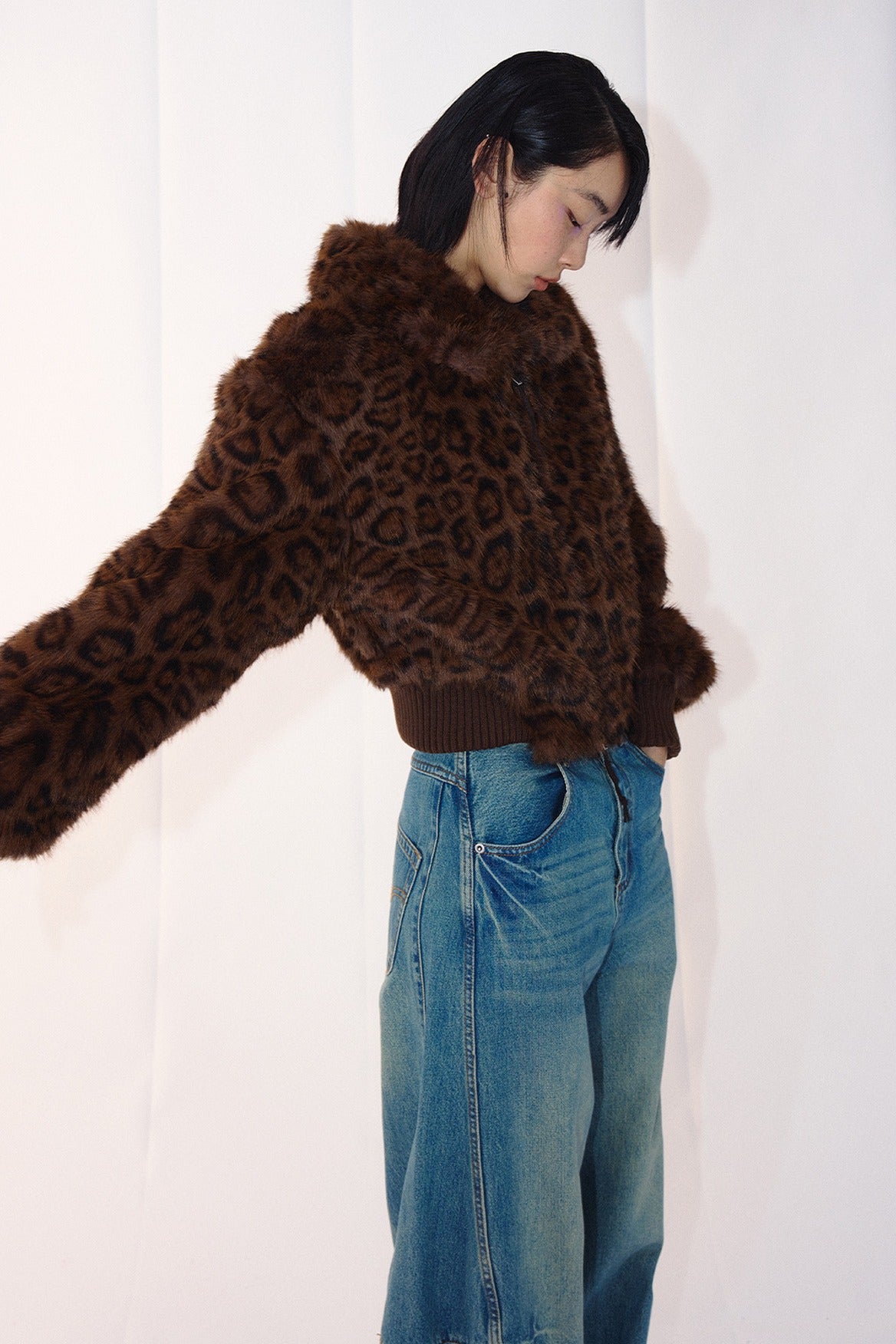 Faux fur print chic short jacket | 2 color