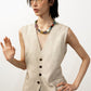 Cotton blend linen texture V-neck vest | 4 color