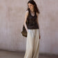 Lyocell blend cotton relaxed-fit tapered ankle pants