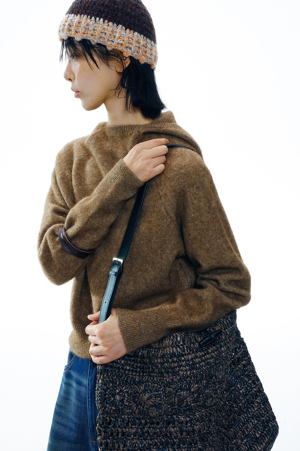 Yak down blend solid hue hoodie sweater | 4 color