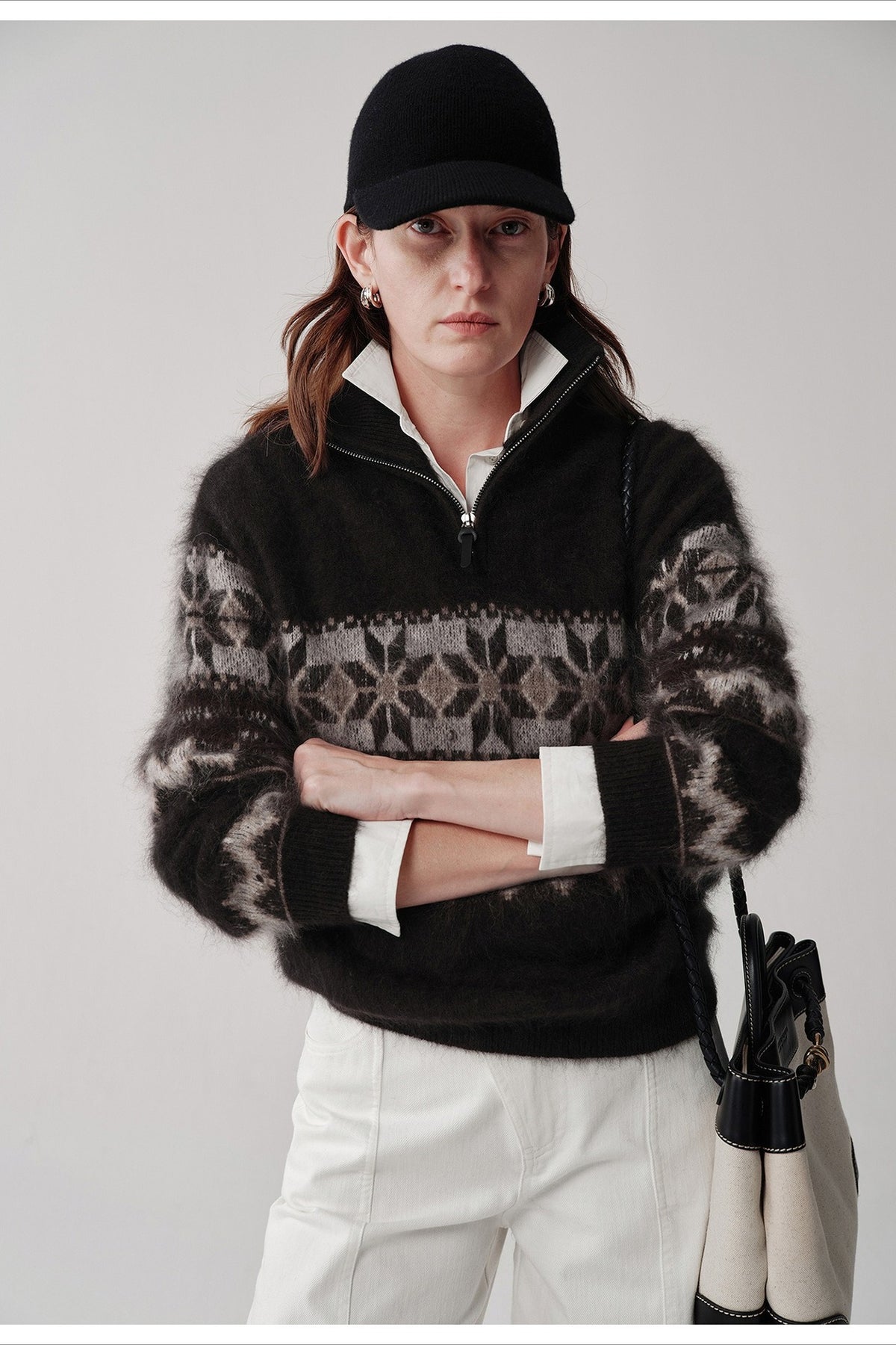 Wool-silk-cashmere fair Isle sweater | 2 color