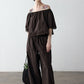 Cotton wide-leg pants with lace trim | 3 color
