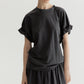 Cotton blend textured petal cuff T-shirt | 3 color