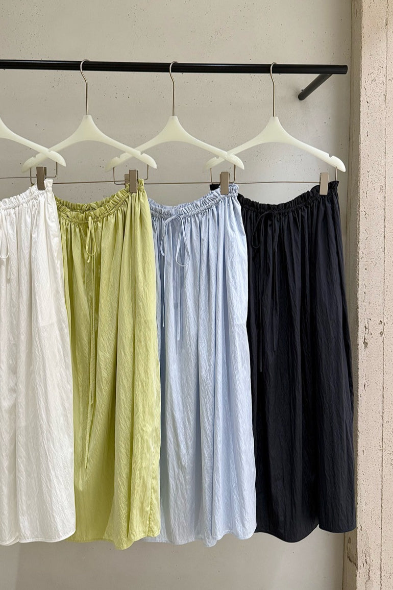 [Wandering organ] Viscose blend textured peplum waist skirt | 4 color