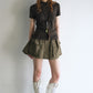 Cotton blend semi-high neck waisted t-shirt | 5 color