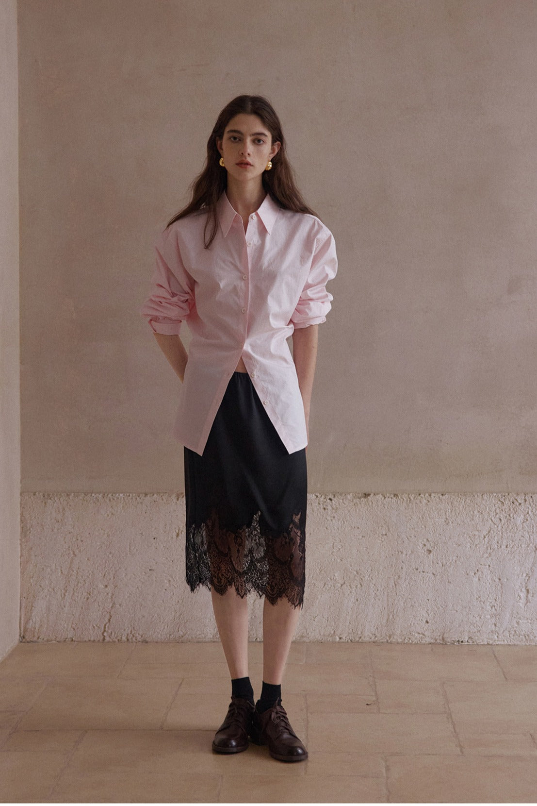 Camisa elegante con cintura fruncida, 100% algodón | 3 colores