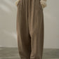 Wool blend wide leg curved pants | 2 color